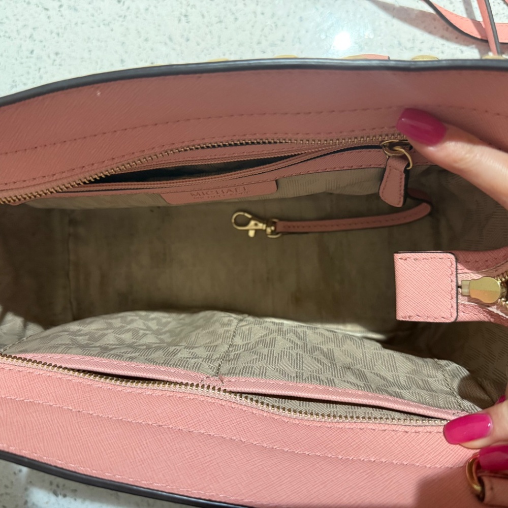 Authentic Michael Kors Studded Leather Satchel (P… - image 5